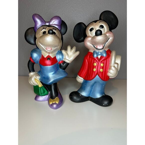 Vintage Disney Mickey Mouse & Minnie Mouse Ceramic Figurines Collectible 9'' - Picture 1 of 10